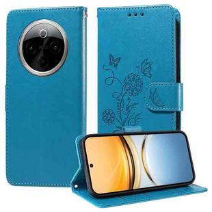 For vivo Y300 Pro Embossed Butterfly Flowers Leather Phone Case(Blue)