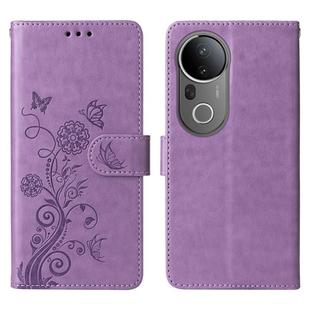 For vivo S20 Pro Embossed Butterfly Flowers Leather Phone Case(Purple)