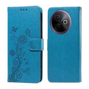 For vivo Y39 5G / Y300i Embossed Butterfly Flowers Leather Phone Case(Blue)
