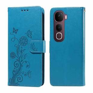 For vivo Y400 Pro 5G / V40e / iQOO Z9s Embossed Butterfly Flowers Leather Phone Case(Blue)