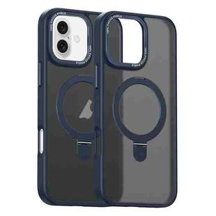 For iPhone 16 Skin Feel MagSafe Magnetic Holder Phone Case(Dark Blue)