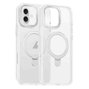 For iPhone 16 Plus Skin Feel MagSafe Magnetic Holder Phone Case(Transparent)