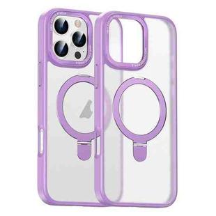 For iPhone 16 Pro Skin Feel MagSafe Magnetic Holder Phone Case(Purple)