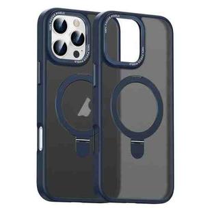 For iPhone 16 Pro Skin Feel MagSafe Magnetic Holder Phone Case(Dark Blue)