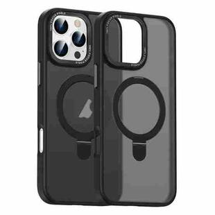 For iPhone 16 Pro Skin Feel MagSafe Magnetic Holder Phone Case(Black)