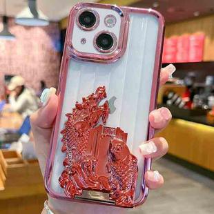 For iPhone 14 Plus Electroplated Carp Leaping Dragon Gate Pattern TPU Phone Case(Red)