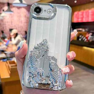 For iPhone 7 / 8 / SE 2020 2022 Electroplated Carp Leaping Dragon Gate Pattern TPU Phone Case(Silver)