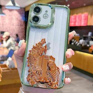 For iPhone 11 Electroplated Carp Leaping Dragon Gate Pattern TPU Phone Case(Brown)