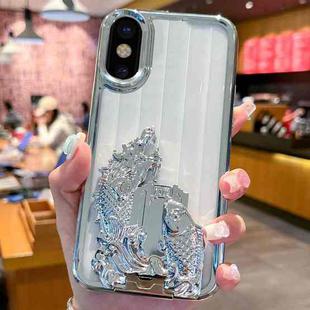 For iPhone X / XS Electroplated Carp Leaping Dragon Gate Pattern TPU Phone Case(Silver)