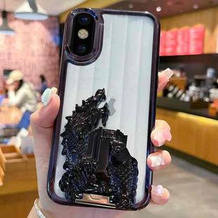 For iPhone X / XS Electroplated Carp Leaping Dragon Gate Pattern TPU Phone Case(Black)