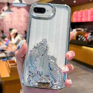 For iPhone 7 Plus / 8 Plus Electroplated Carp Leaping Dragon Gate Pattern TPU Phone Case(Silver)