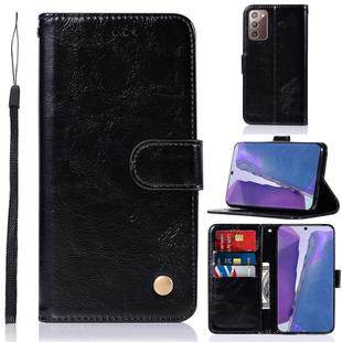 For Samsung Galaxy Note 20 Copper Buckle Retro Crazy Horse Texture Horizontal Flip Leather Case with Holder & Card Slots & Wallet(Black)