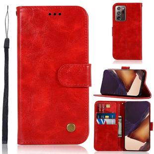 For Samsung Galaxy Note 20 Ultra Copper Buckle Retro Crazy Horse Texture Horizontal Flip Leather Case with Holder & Card Slots & Wallet(Red)