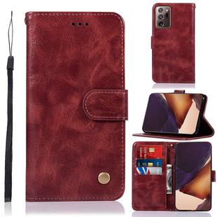 For Samsung Galaxy Note 20 Ultra Copper Buckle Retro Crazy Horse Texture Horizontal Flip Leather Case with Holder & Card Slots & Wallet(Wine Red)
