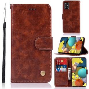 For Samsung Galaxy A51 5G Copper Buckle Retro Crazy Horse Texture Horizontal Flip Leather Case with Holder & Card Slots & Wallet(Brown)