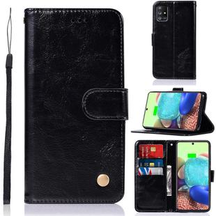 For Samsung Galaxy A71 5G Copper Buckle Retro Crazy Horse Texture Horizontal Flip Leather Case with Holder & Card Slots & Wallet(Black)
