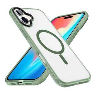 For iPhone 16 Plus Frosted Skin Feel MagSafe Transparent Phone Case(Green)