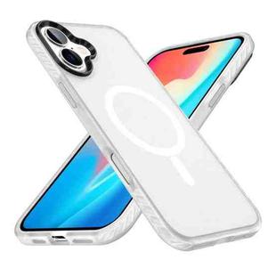 For iPhone 16 Frosted Skin Feel MagSafe Transparent Phone Case(White)