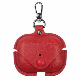 For AirPods Pro 3 Business Leather Earphone Protective Case with Hook(Red)
