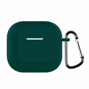 For AirPods 4 Silicone Earphone Protective Case with Hook(Dark Green)