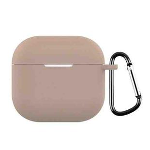 For AirPods 4 Silicone Earphone Protective Case with Hook(Milk Tea Color)