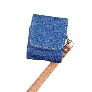 For AirPods 1 / 2 Cowboy Fabric Texture PU Headset Protective Bag(Blue)