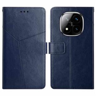 For Redmi Note 14 Pro+ 5G Y-shaped Pattern Flip Leather Phone Case(Blue)