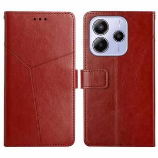 For Redmi Note 14 4G 163.25mm Y-shaped Pattern Flip Leather Phone Case(Brown)
