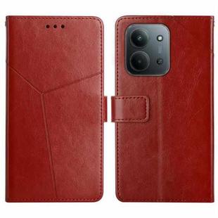 For Redmi 15C 4G 171.5mm / Poco C85 4G Y-shaped Pattern Flip Leather Phone Case(Brown)
