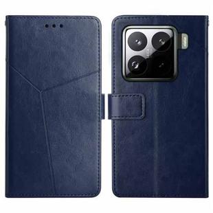 For Xiaomi 15 Y-shaped Pattern Flip Leather Phone Case(Blue)