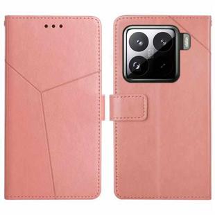 For Xiaomi 15 Y-shaped Pattern Flip Leather Phone Case(Pink)