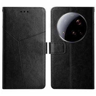 For Xiaomi 15 Ultra Y-shaped Pattern Flip Leather Phone Case(Black)