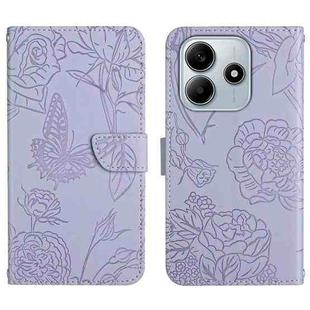 For Redmi Note 14 5G Skin Feel Butterfly Embossed Flip Leather Phone Case(Purple)