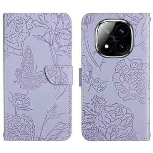 For Redmi Note 14 Pro+ 5G Skin Feel Butterfly Embossed Flip Leather Phone Case(Purple)