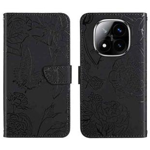 For Redmi Note 14 Pro+ 5G Skin Feel Butterfly Embossed Flip Leather Phone Case(Black)