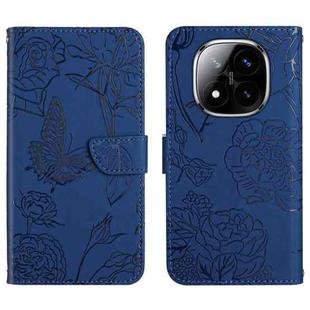 For Redmi Note 14 Pro+ 5G Skin Feel Butterfly Embossed Flip Leather Phone Case(Blue)