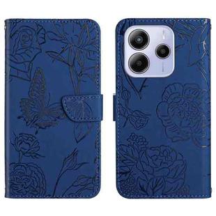 For Redmi Note 14 4G 164.84mm EU Version Skin Feel Butterfly Embossed Flip Leather Phone Case(Blue)