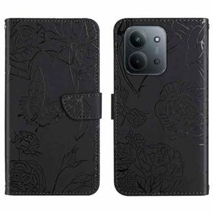 For Redmi 15C 4G 171.5mm / Poco C85 4G Skin Feel Butterfly Embossed Flip Leather Phone Case(Black)