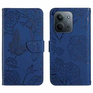 For Redmi 15C 5G 173.1mm / 15C 4G 173.1mm Skin Feel Butterfly Embossed Flip Leather Phone Case(Blue)