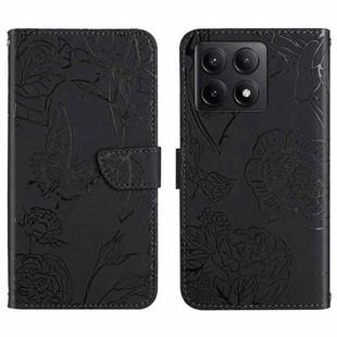 For Xiaomi 14T 5G Global Skin Feel Butterfly Embossed Flip Leather Phone Case(Black)