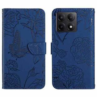 For Xiaomi 14T 5G Global Skin Feel Butterfly Embossed Flip Leather Phone Case(Blue)