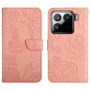 For Xiaomi 15 Skin Feel Butterfly Embossed Flip Leather Phone Case(Pink)