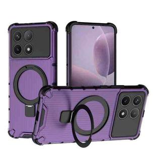 For Redmi K70 5G Grating Holder Shockproof Phone Case(Purple)