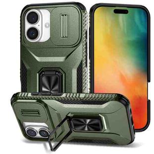 For iPhone 16 Sliding Camshield Holder Phone Case(Alpine Green)