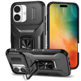 For iPhone 16 Sliding Camshield Holder Phone Case(Black)