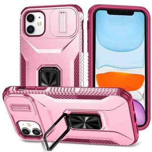 For iPhone 11 Sliding Camshield Holder Phone Case(Pink + Rose Red)
