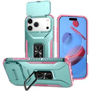 For iPhone 17 Pro Max Sliding Camshield Holder Phone Case(Pink + Grey Green)
