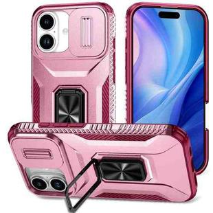 For iPhone 17 Sliding Camshield Holder Phone Case(Pink + Rose Red)
