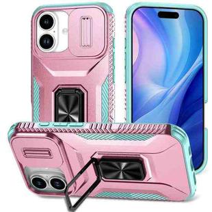 For iPhone 17 Sliding Camshield Holder Phone Case(Grey Green + Pink)