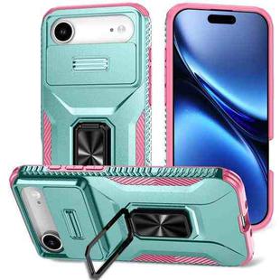 For iPhone 17 Air Sliding Camshield Holder Phone Case(Pink + Grey Green)